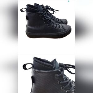 Converse Chuck Taylor All Star High Top WP Sneakers Black Leather SZ 5.5 Womens